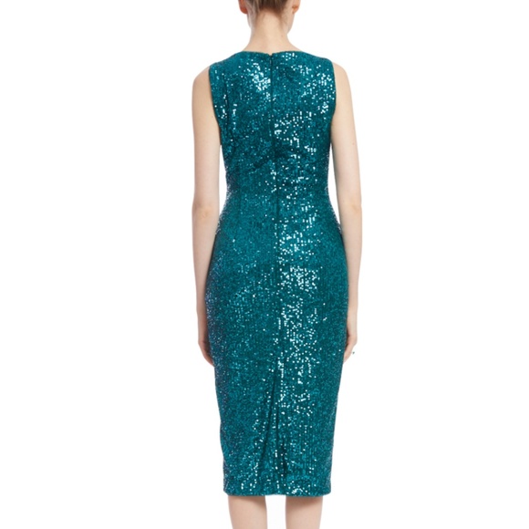 Badgley Mischka Sequin Christmas Party Dress Peacock teal greenish blue Sz 6 NWT - Picture 12 of 14